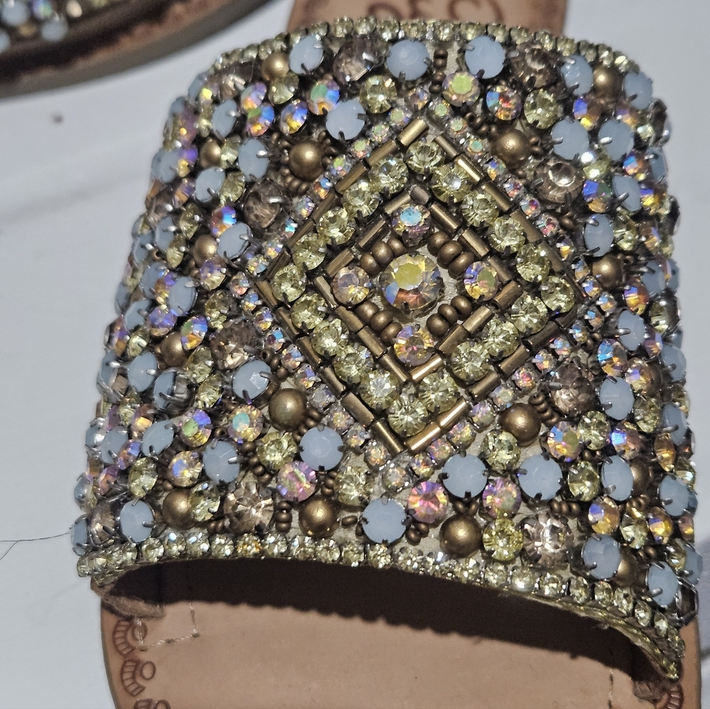 naughty monkey Tan Jeweled Slide Sandals - Picture 9 of 11